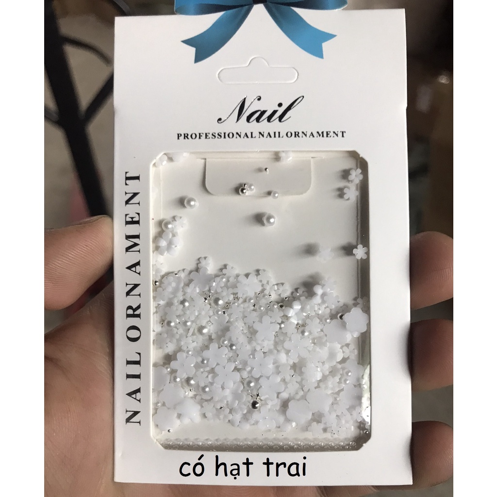 Charm hoa nhí có hạt trai, Charm hoa sứ đính móng Phụ Kiện nail - sinailmi