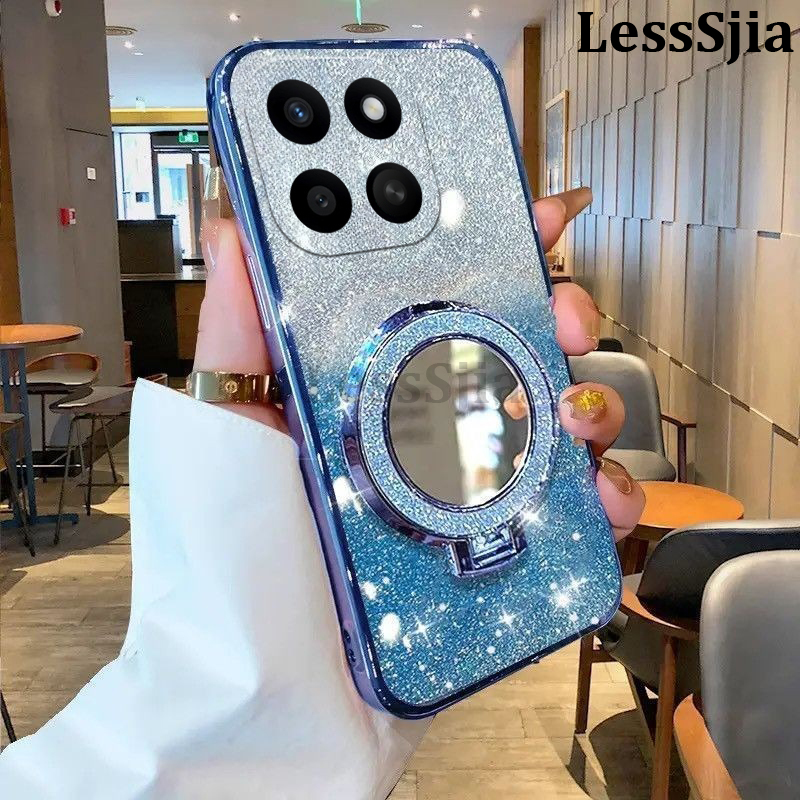 Phone%20cover%20Honor%20X6C%20Back%20case%20with%20Makeup%20Mirror%20Holder%20Stand%20Luxury%20Shiny%20Gradient%20Plating%20Glitter%20Slim%20for%20Honor%20X6C%20Phone%20cases%20-%20Image%203