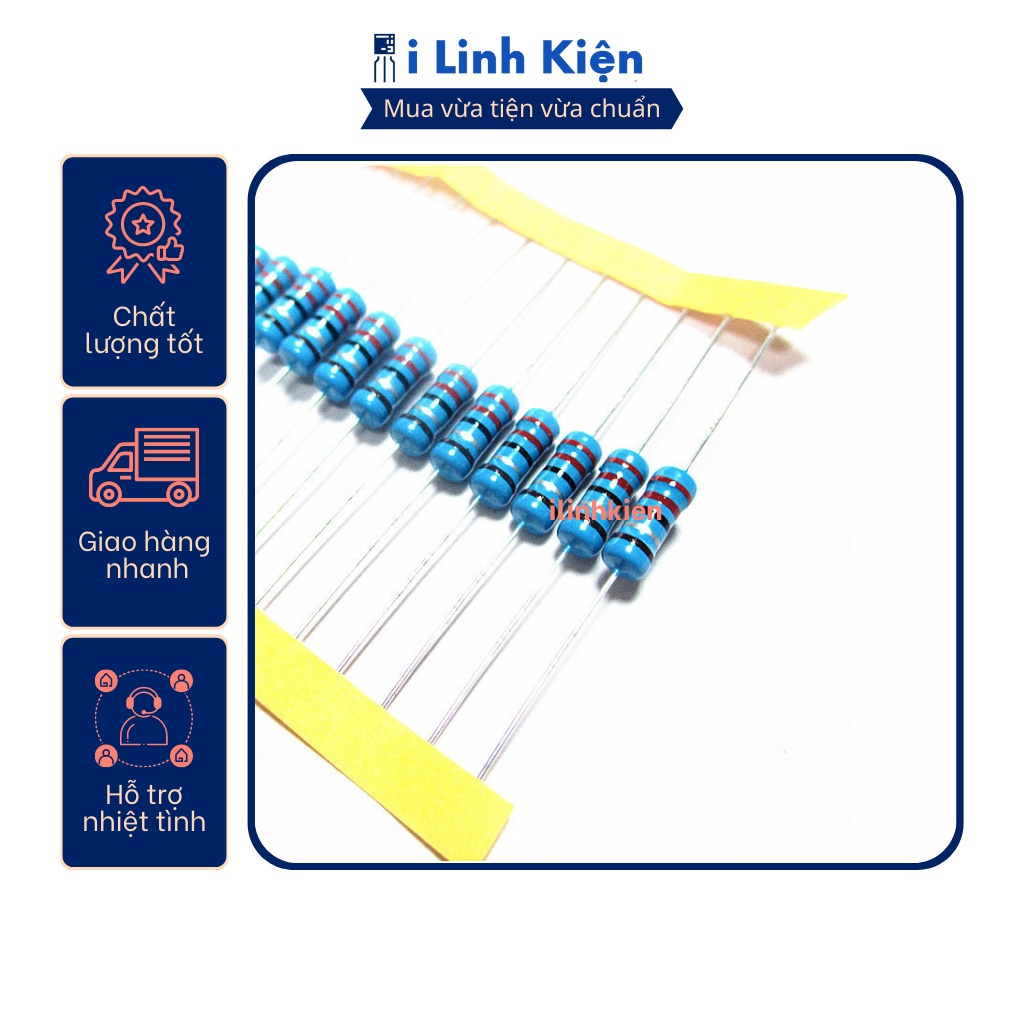 Điện trở vạch 2W 22R – 120R 1% chân đồng (túi 10 con)