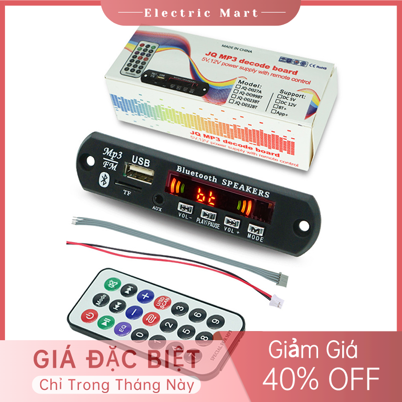 Bảng mạch giải mã mp3 wma không dây bluetooth 5.0 9v-12v mô-đun radio fm tf usb âm thanh xe hơi màn hình màu máy nghe nhạc mp3 có điều khiển từ xa