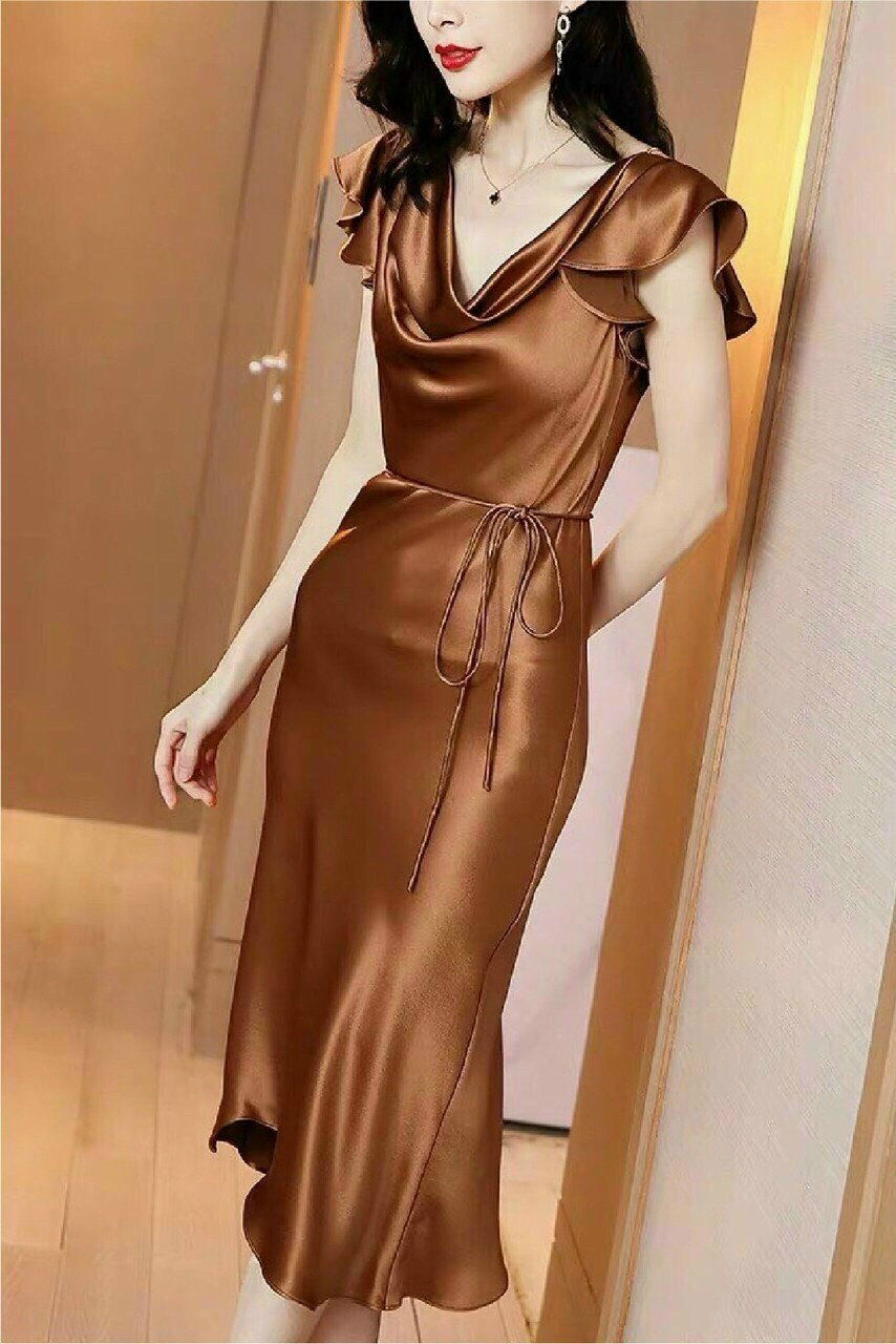 Đầm phi lụa dự tiệc siêu nữ tính
