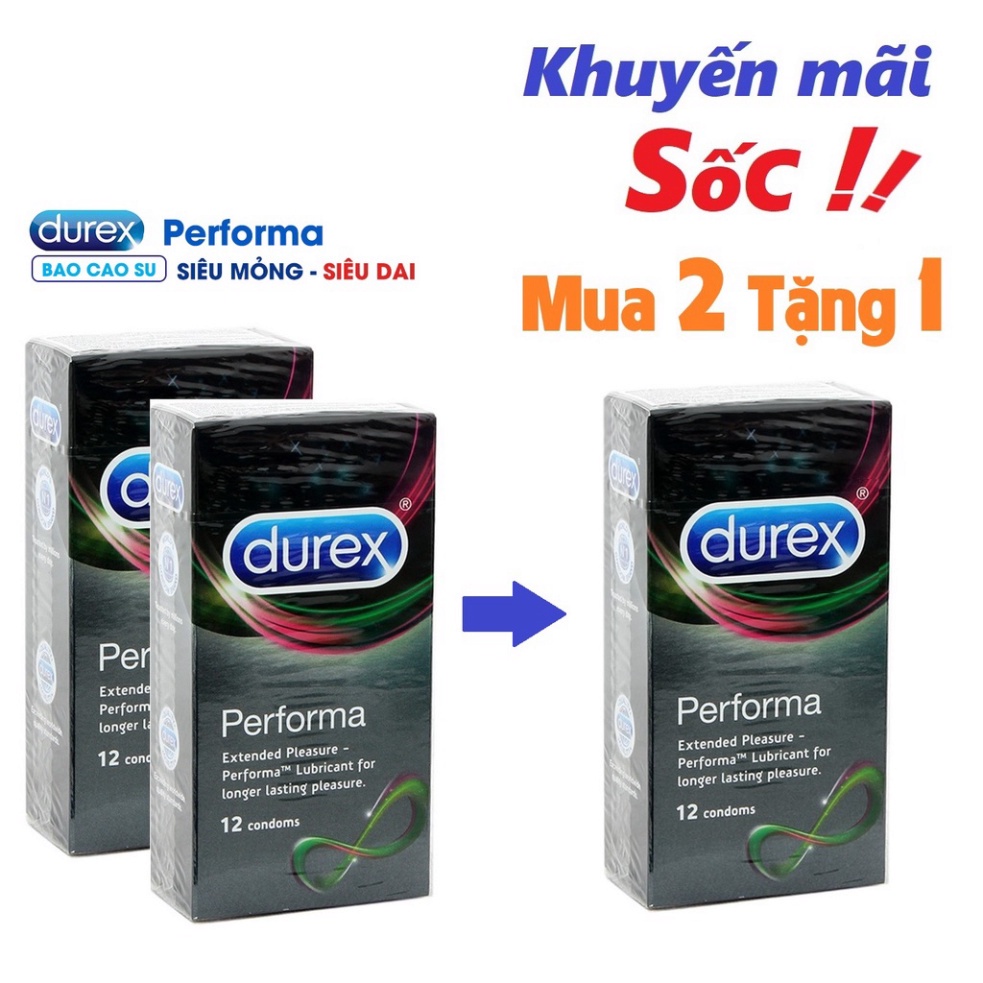 [Mua 2 Tặng 1] BCS  Durex Performa Chính Hãng - Hộp 12 cái