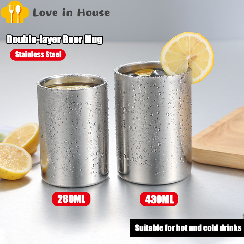 280ml/430ml double-layer stainless steel beer mug coffee tea milk mug portable travel office water mug
