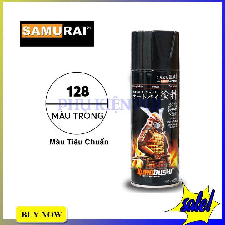 128 _ Sơn xịt sơn xe máy Samurai 128 màu trong _ Clear