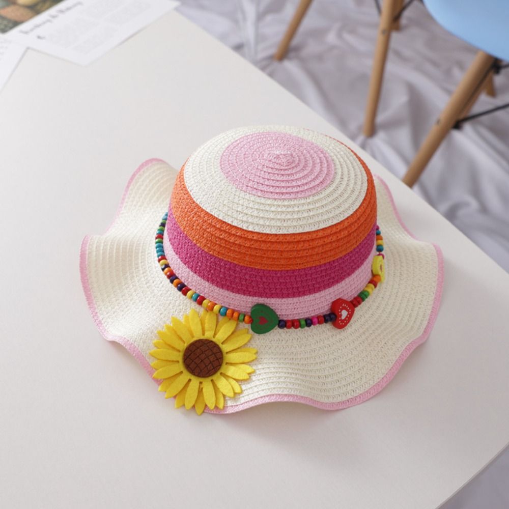 Soft Cute Travel UV Protection Breathable Summer Children Straw Hat Panama Hat Korean Style Girl Cap Sun Visor Hat. 