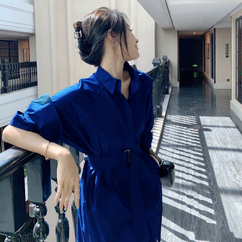 ĐẦM SƠ MI SUÔNG RỘNG CỘT EO