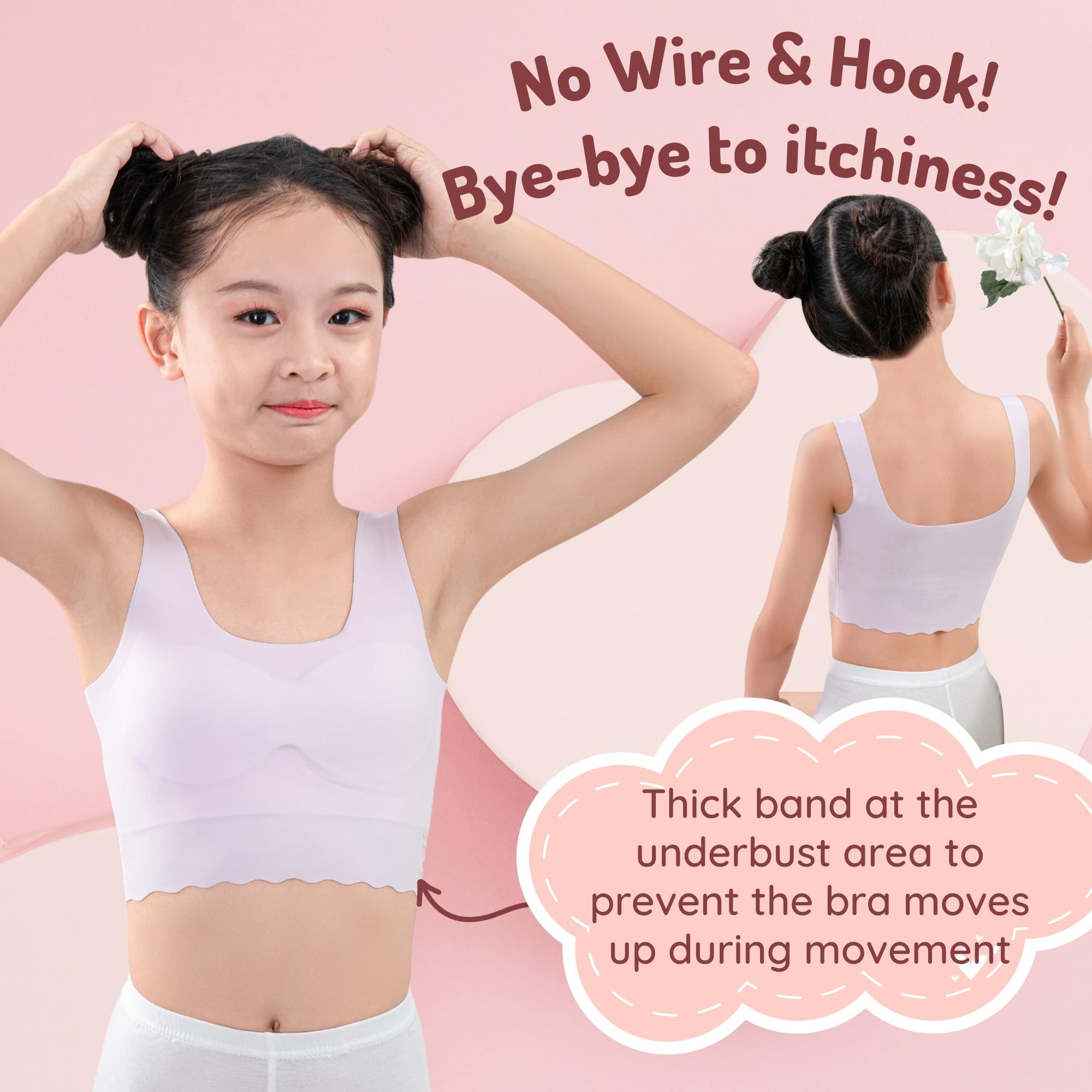 Girls Bra Underwear Wireless Seamless Hookless Teenager Primary School  Children Puberty Training Bras Innerwear by 8miles