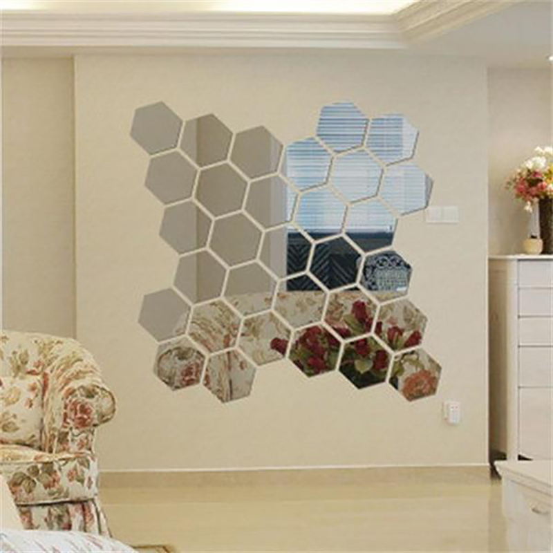 12Pcs%20Hexagonal%20Frame%20Stereoscopic%20Mirror%20Wall%20Sticker%20Decoration%20CHAINI%20-%20Image%202