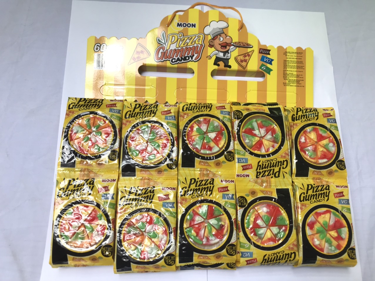 Kẹo Dẻo Pizza Moon Gummy Candy Pizza (Dây 12 gói x 15g)