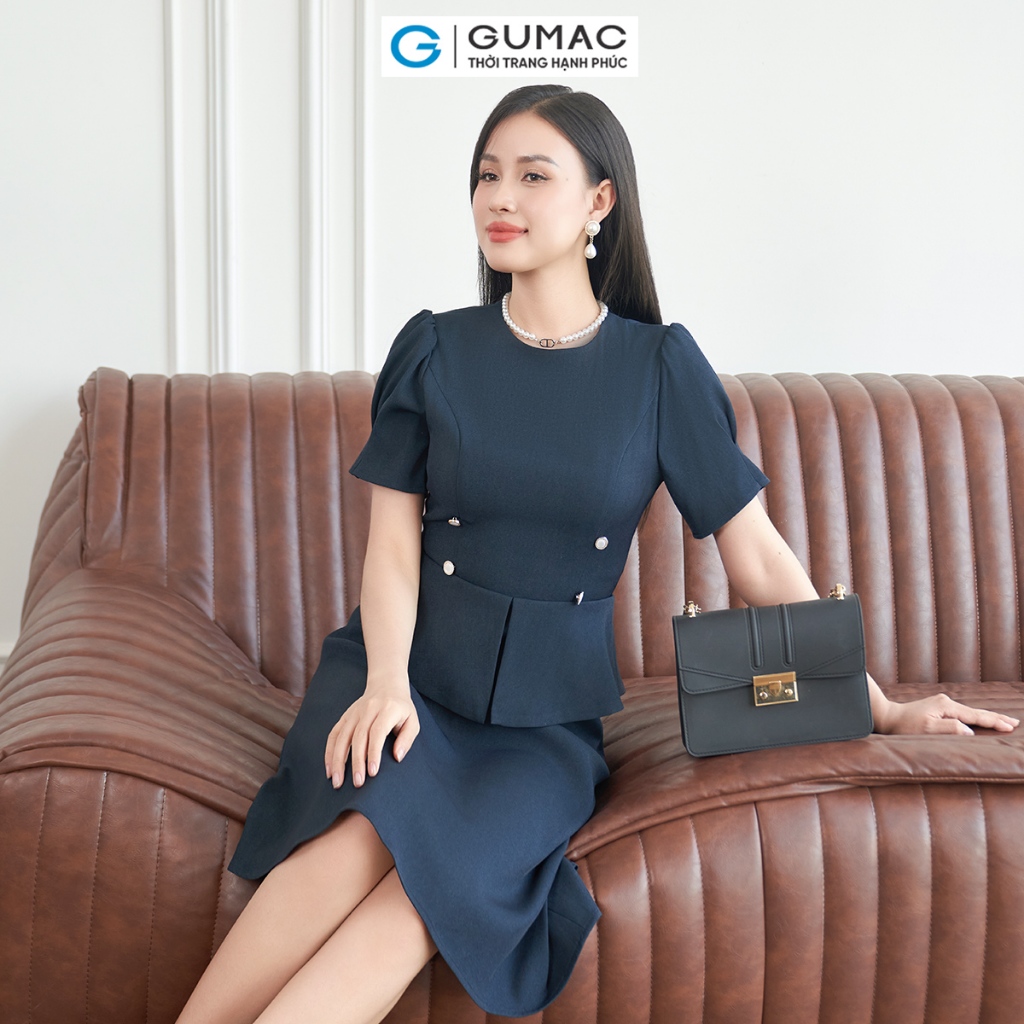 [4.4 - 6.4 |Voucher 10-12%] Đầm peplum phối nút thời trang GUMAC LDE0404 - DE04025