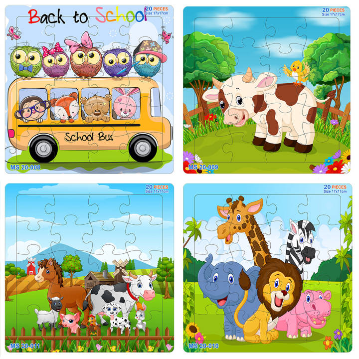 (COMBO 1) Combo 10 bộ tranh xếp hình 20 mảnh ghép – đồ chơi trí tuệ cho bé từ 2 tuổi – Chủ đề Động vật