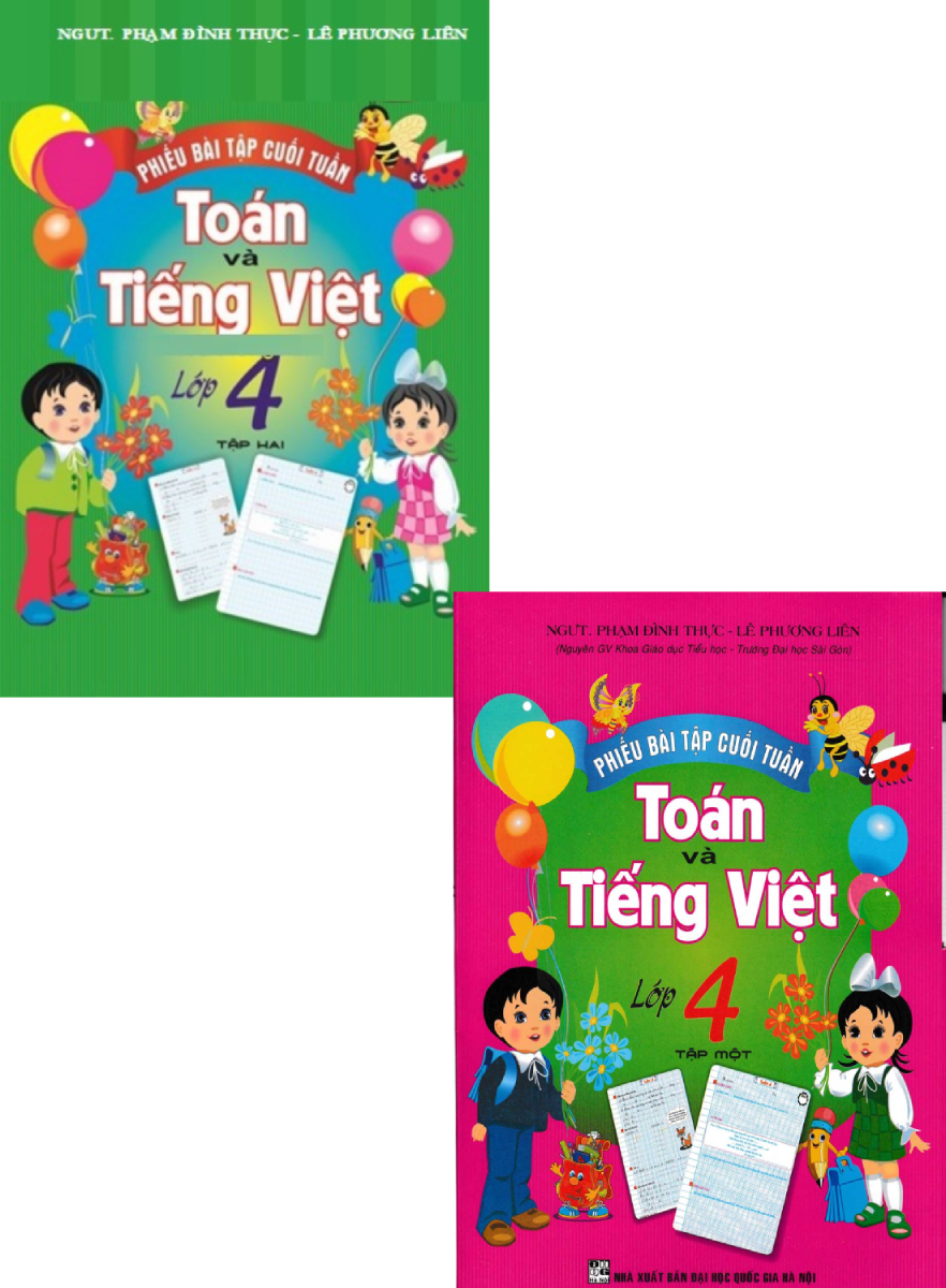 Sách Tham Khảo - Combo Phiếu Bài Tập Cuối Tuần Toán - Tiếng Việt Lớp 4 (Bộ 2 Cuốn) - Newshop