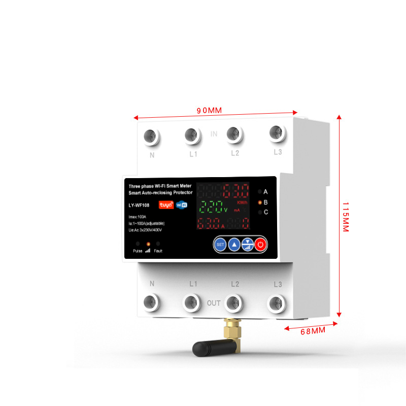 4P 100A Tuya Three Phase Art Life Auto-Reclosing Over Under Voltage Protector Art Meter Timer Switch Circuit Breaker
