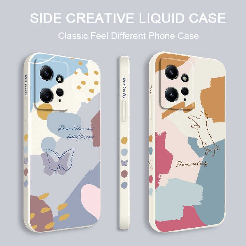 Carry meed Fashion  Morandi Butterfly Phone Case For Xiaomi Redmi Note 13 12 12S 11 11S 10 10T 10S 9 9S 8 Pro Plus 4G 5G Liquid Silicone Cover. 