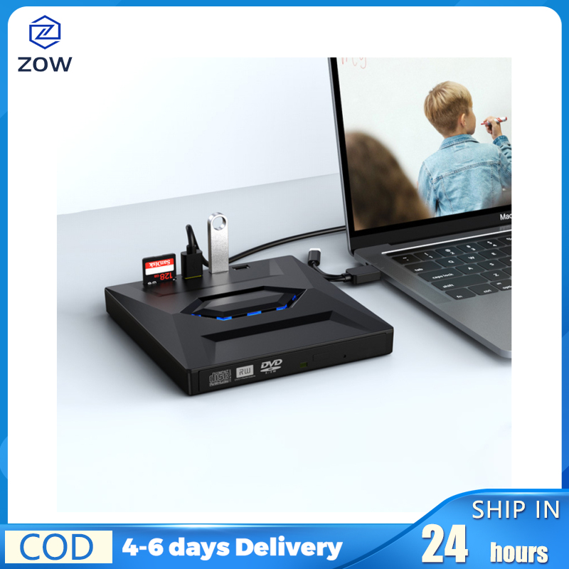 ZOW Mall Usb 3.0 Type-c External Optical Drive Cd Dvd Writer High-speed 5 In 1 Multi-functional Optical Drive For Laptop