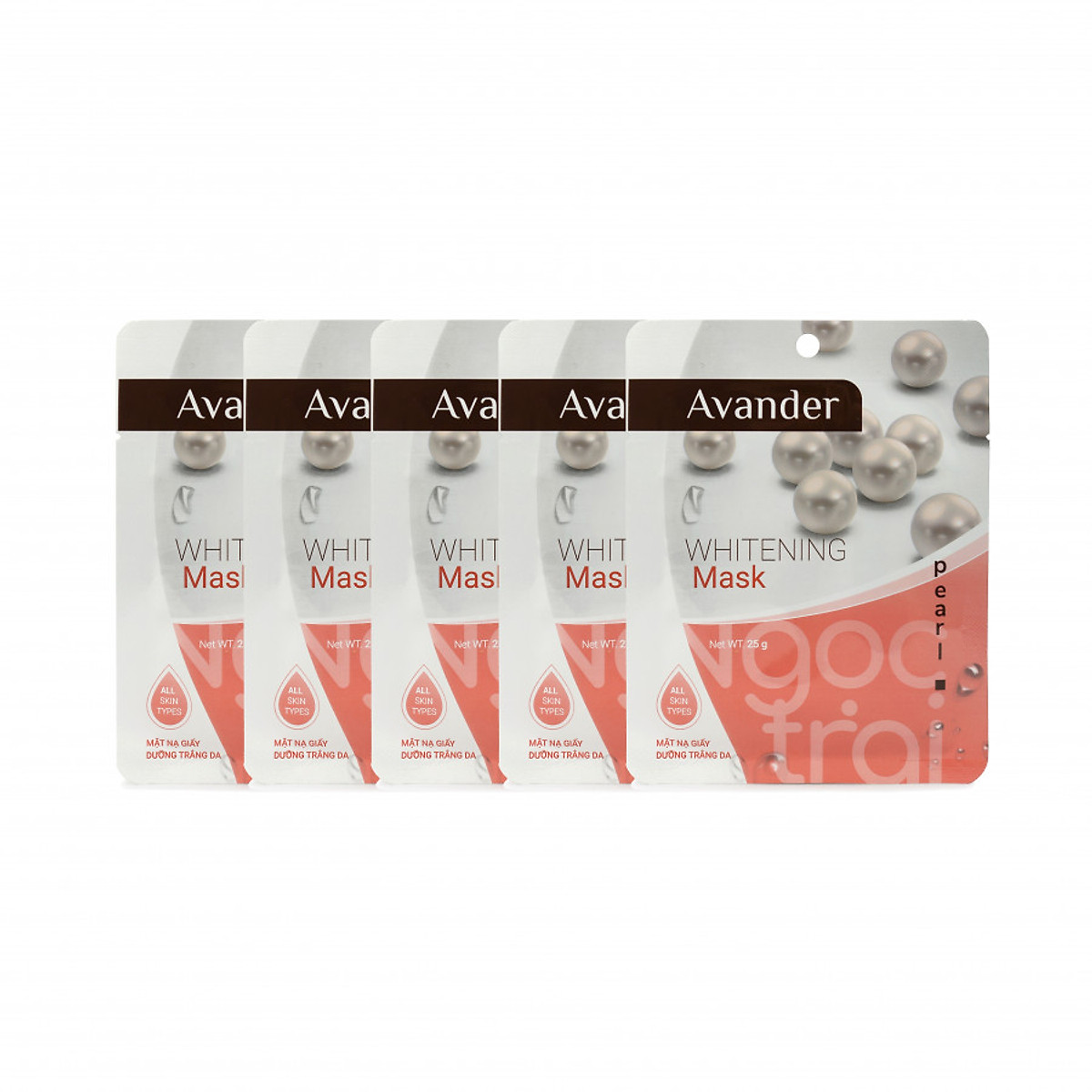 SET 5 gói mặt nạ giấy dưỡng ẩm trắng da ngọc trai Avander 25gx5