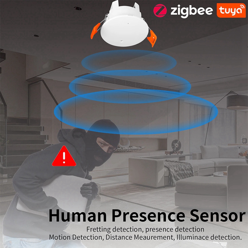 Tuya ZigBee mmWave Human Presence Sensor with Luminance MicroWave Radar Detection PIR Motion Sensor