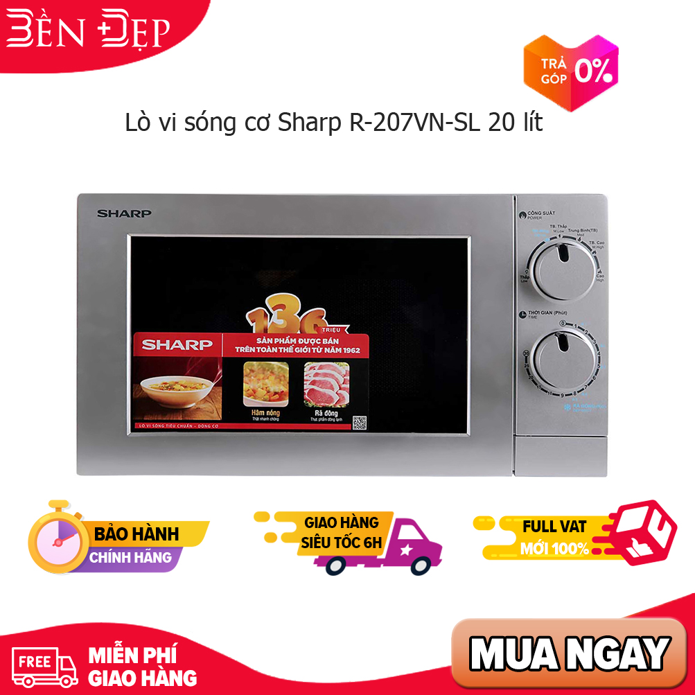 Lò vi sóng cơ Sharp R-207VN-SL 20 lít (Giá áp dụng giao tại HN, HCM& các tỉnh liên hệ shop)
