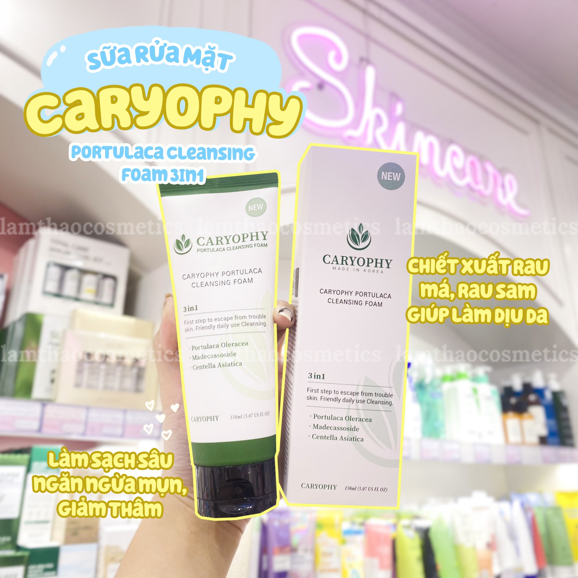 Sữa Rửa Mặt Caryophy Portulaca Cleansing Foam 3In1