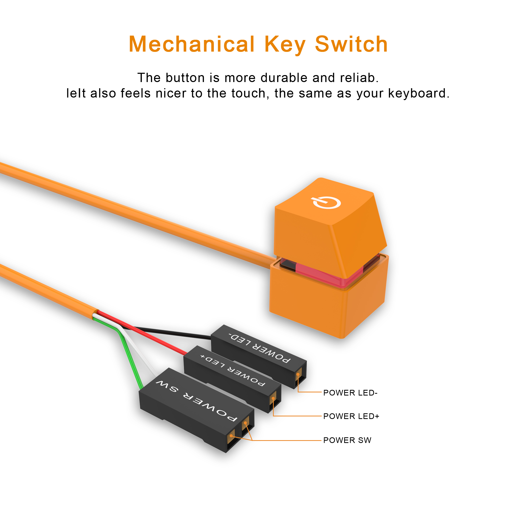 2m Colorful LED Lights Computer Desktop Switch PC Motherboard External Start Power On/Off Button Extension Cable for Home Office