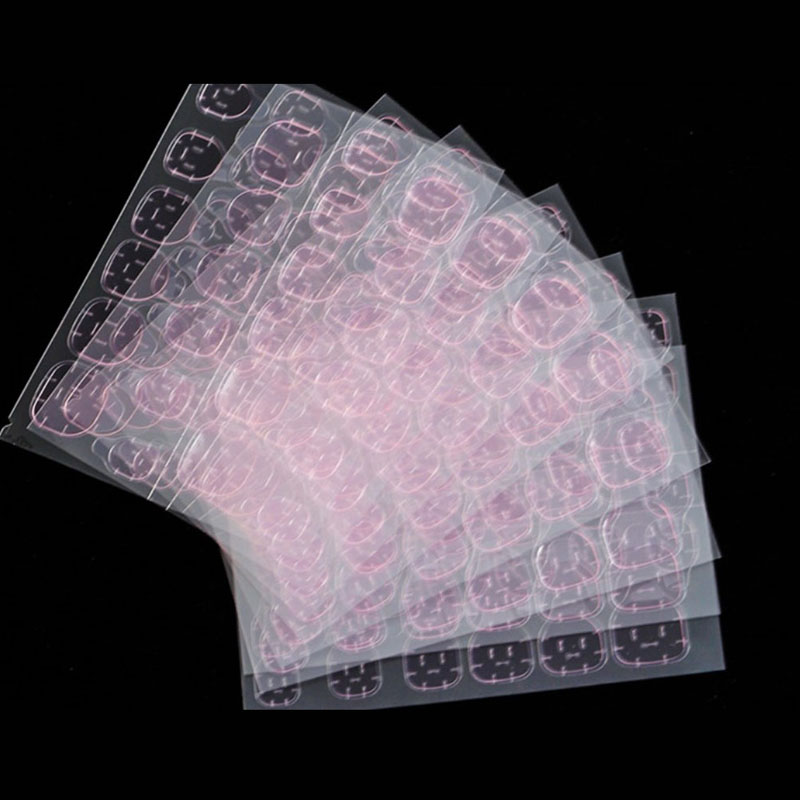 240Pcs Transparent Fake Nails Pink Jelly Double Sided Adhesive Ultra-Thin Tape. 