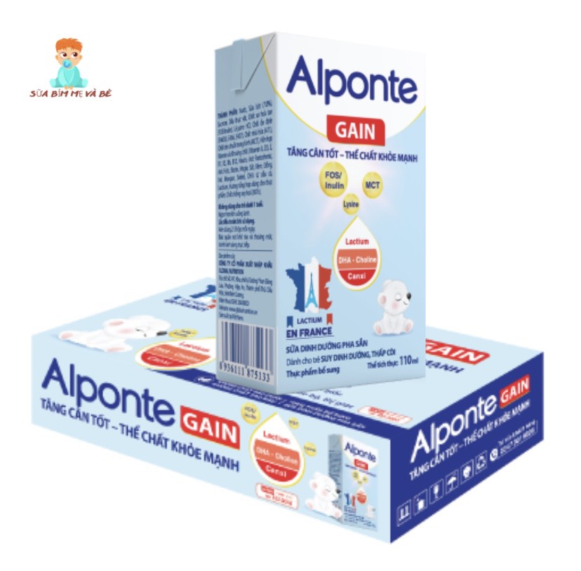 (Date mới) Sữa bột pha sẵn Alponte Gain 110ml/1 hộp (1 thùng có 48 hộp)