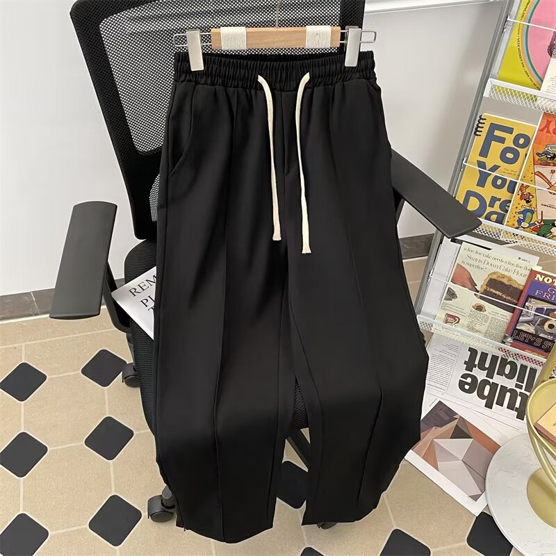Men's pants - American street boy loose straight leg suit pants Commuter chic chic casual wide-leg pants