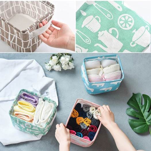 Giỏ Vải Vuông Đựng Đồ Cá Nhân Để Bàn Giỏ Đựng Đồ A3933