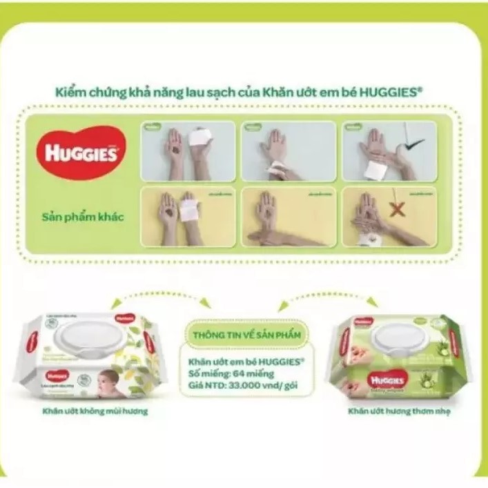 Khăn giấy ướt cho trẻ sơ sinh Huggies 64 tờ (1 gói)