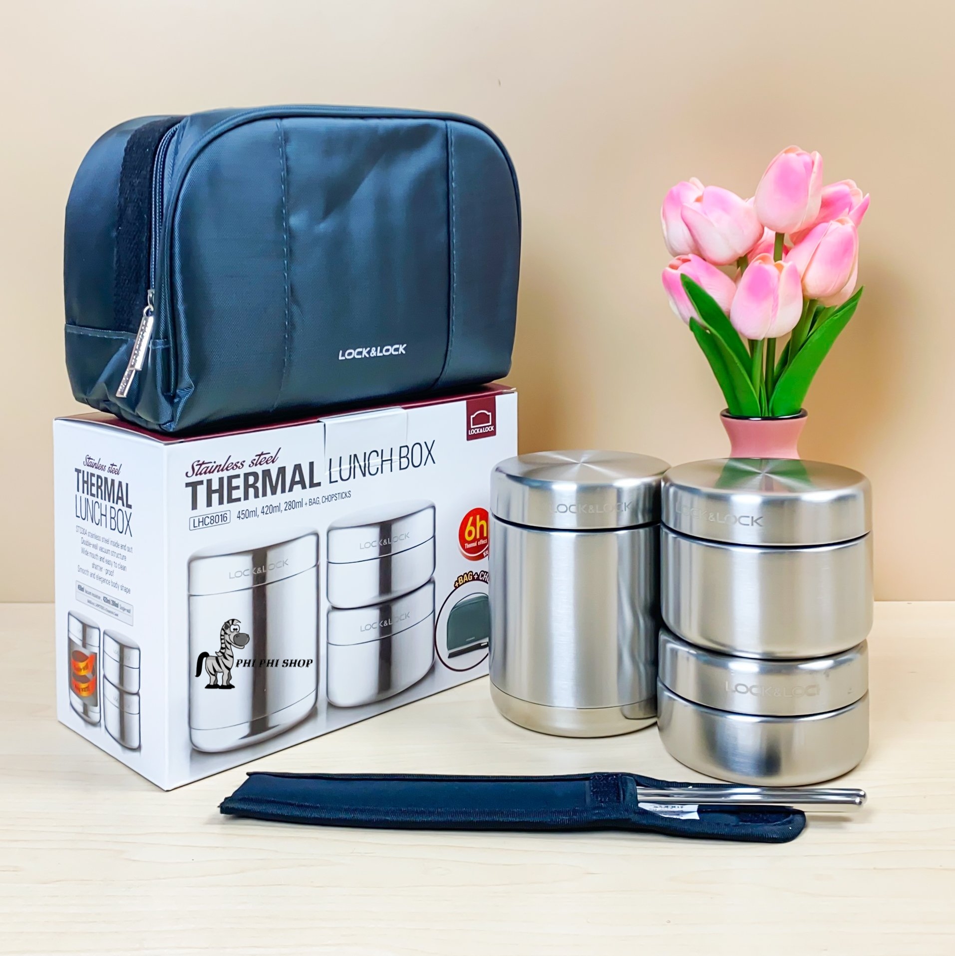 Bộ Hộp Cơm giữ nhiệt Lock&Lock Thermal Lunch Box LHC8016