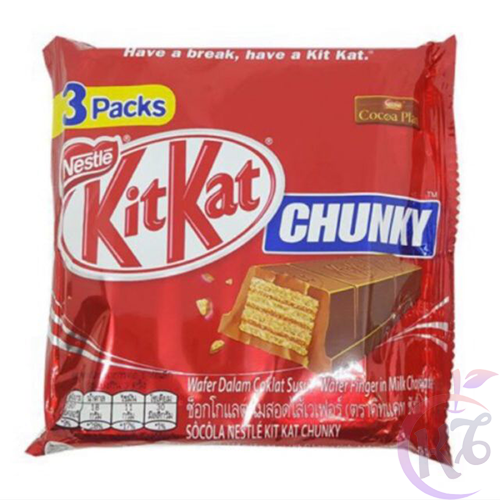Bánh xốp phủ socola Kitkat Chunky pack 3 gói 114g 3 thanh x 38g - Cocoa