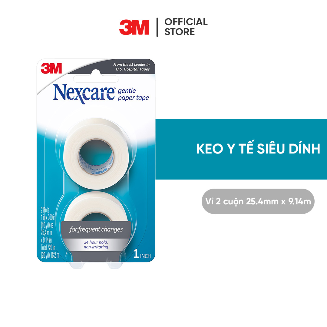 Băng cuộn y tế Nexcare 3M 25.4x9.14mm - Vỉ 2 cuộn mềm mại, xé dễ dàng