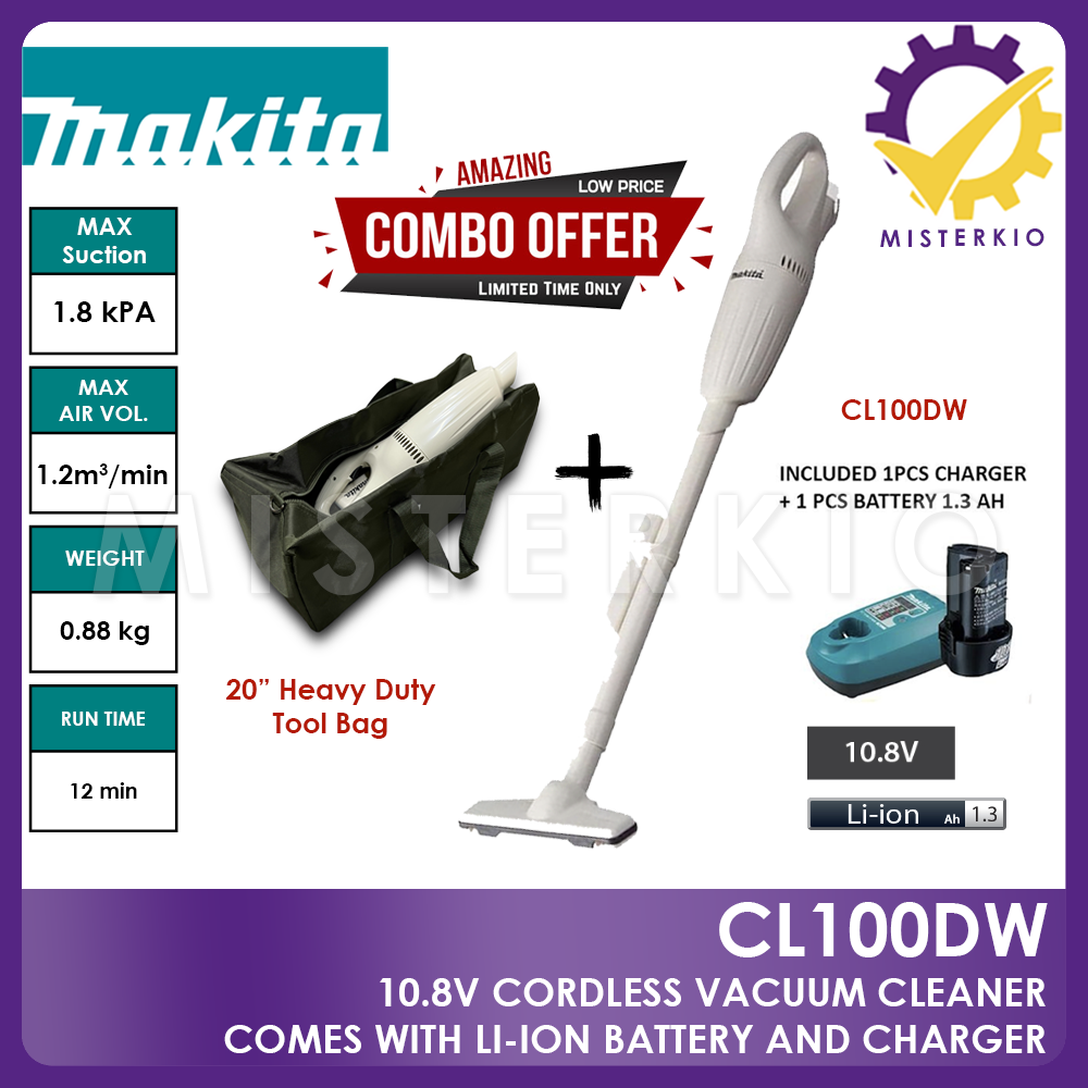 Makita CL100DW, 10.8V Vacuum Cleaner Portable Cordless, Bundled