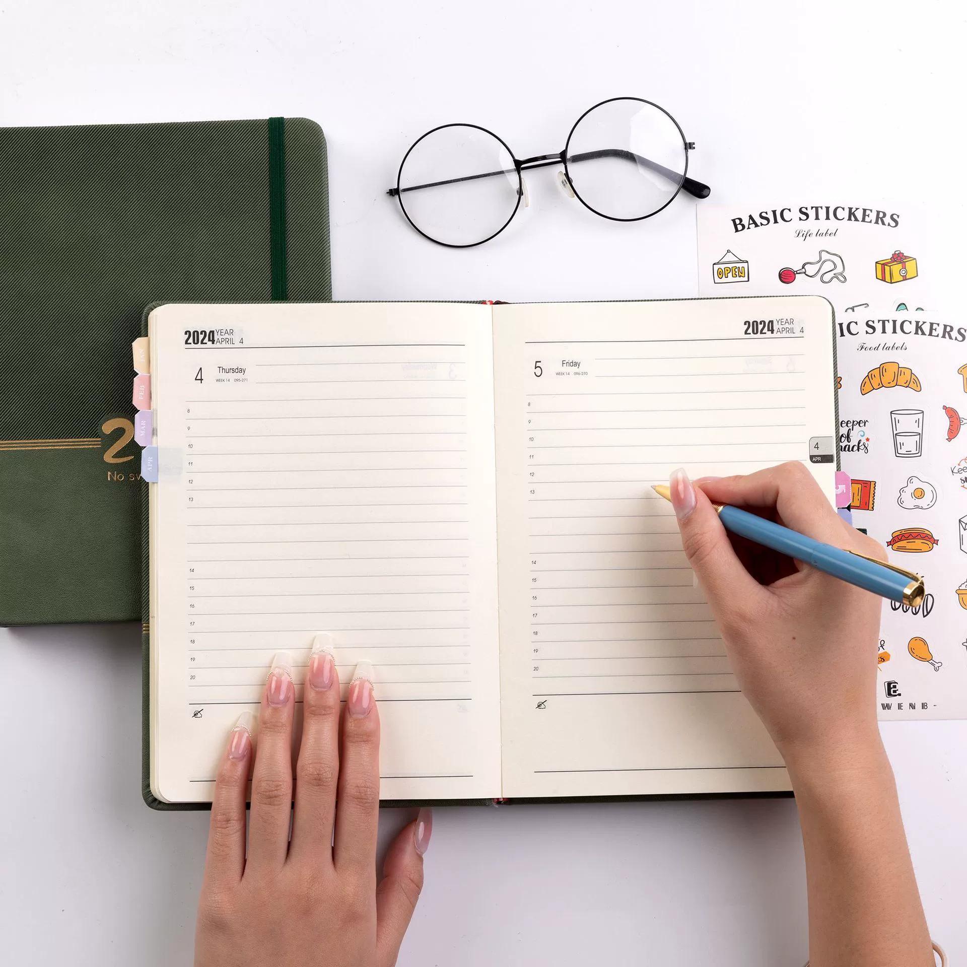 2024 A5 English Agenda Planner Organizer Diary Plan Business Office Notebook Schedule Notepad Simple Journal Sketchbook Plan Student Stationery Supplies