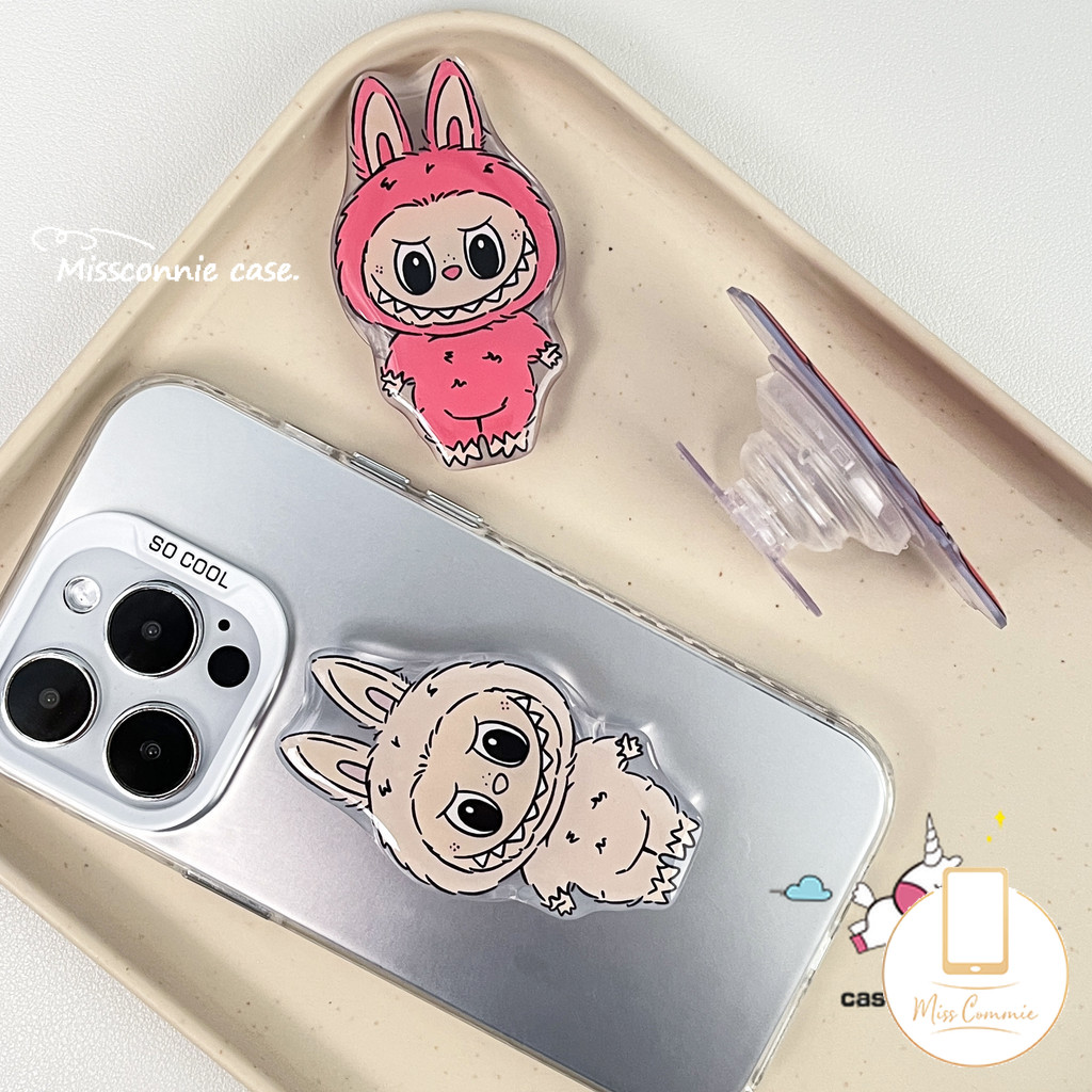 Trendy Brand Cartoon Funny Pop Mart Labubu Universal Foldable Ring Holder Support Cute Little Purple Ghost Colorful LABUBU Phone Holder Creativity Epoxy Phone Holder. 