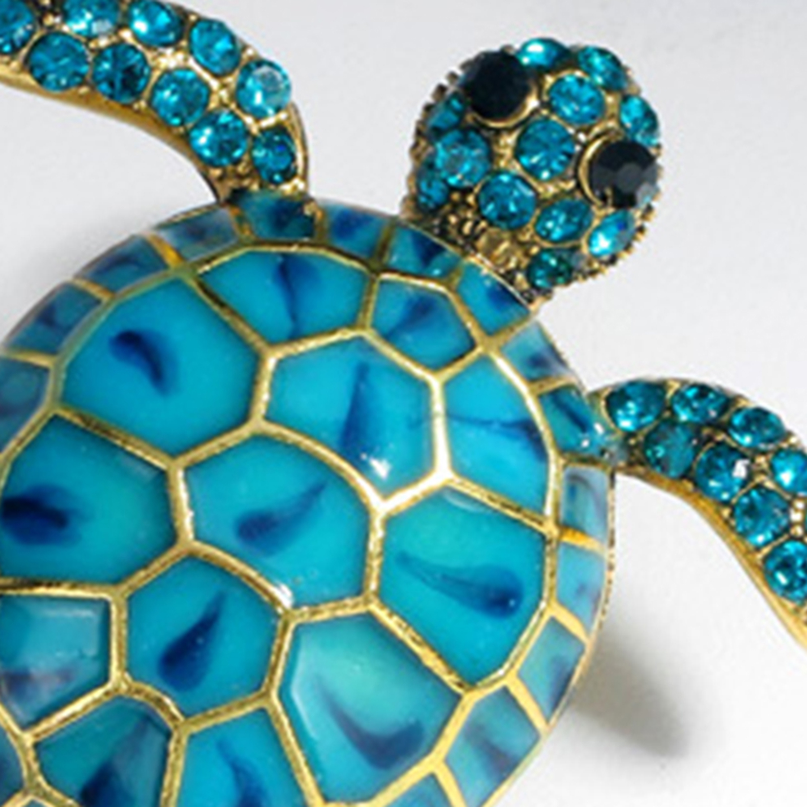 Turtle Shell Bling Swowski Sea Turtle Brooch Oil-dripping Rhinestone Animal Shape Retro ...