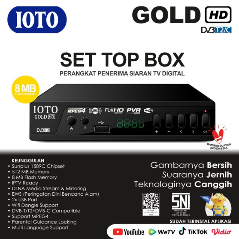 Set Top Box STB TV Digital IOTO Full HD SNI Rekomendasi Kominfo - Gold ...