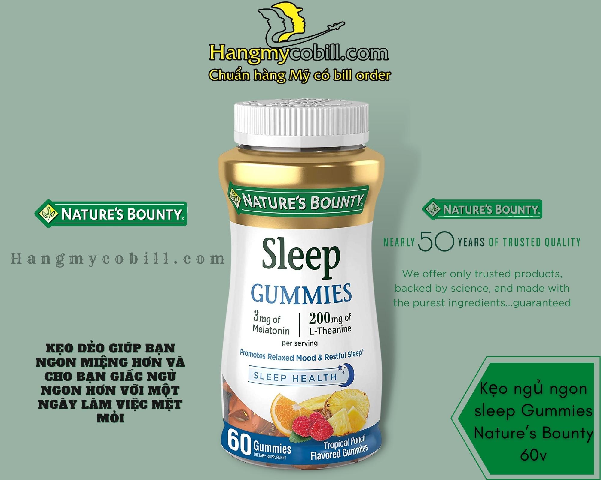 (có bill nhập)Sleep Gummies Kẹo Ngủ Natrol - Nature’s Bounty