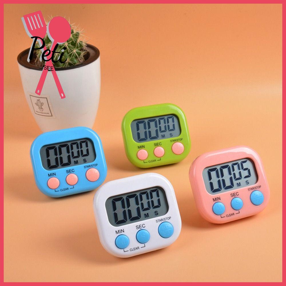 PETISEE Kitchen Clock ic Kitchen Timer Reminder Tools LCD Digital Display Baking Alarm Clock Fashion Alarm Up Countdown Timer Home Cooking