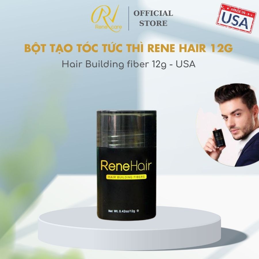 [CHÍNH HÃNG] Bột tạo dày tóc Rene Hair 12g [Giải pháp mỹ phẩm tức thời để che dấu vùng tóc mỏng, ít hay hói] - USA
