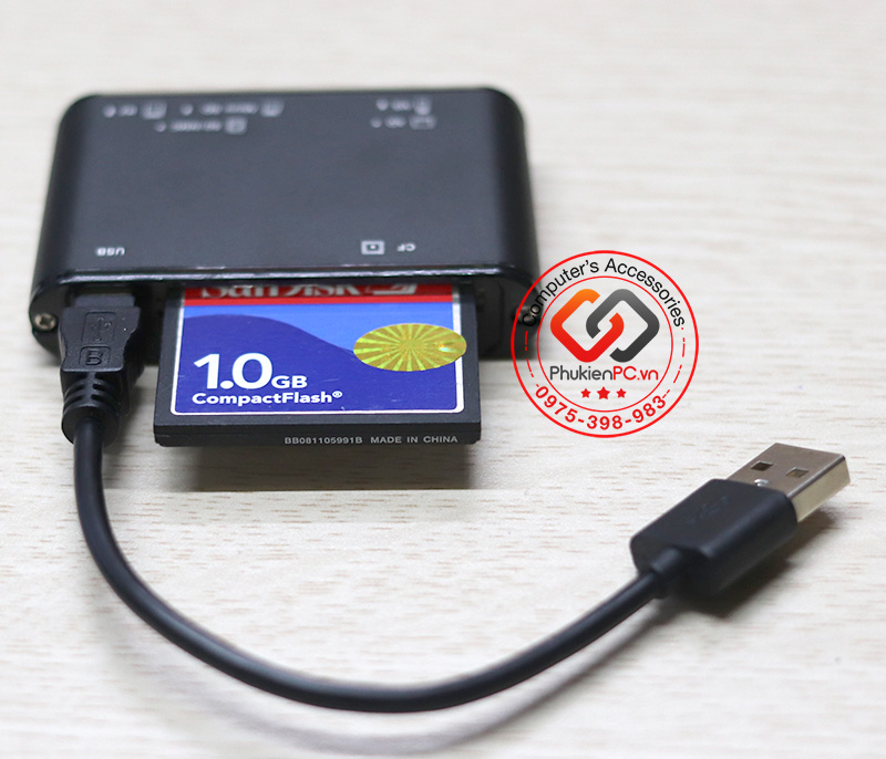 Card reader all in one, memory card reader multifunction USB CF card CNC machine, phone card microSD, TF card camera SD, XD, Ms compact aluminum case