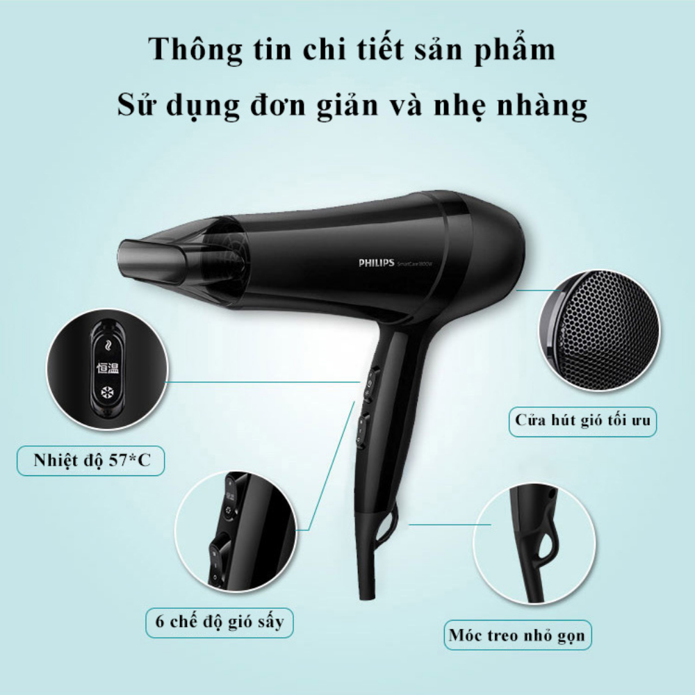 Máy sấy tóc Philips BHC020 công suất 1800W