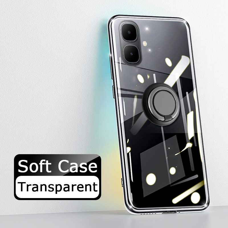 For Tecno Spark Go 2 Phone Case Ring Ultra Thin HD Clear Transparent Car Kickstand Bracket Soft Air Cushion Armor Cover for Tecno POP 10 Cover Casing HP.