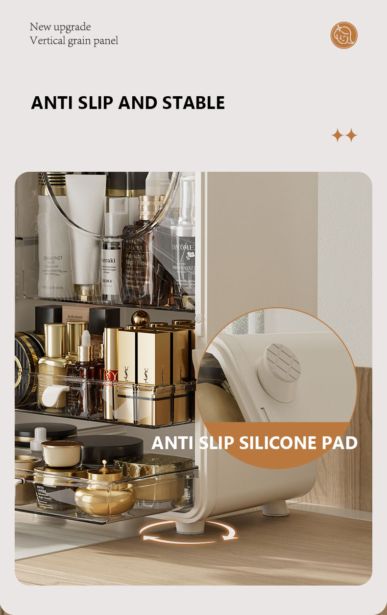 shelf Desktop transparent dustproof storage cabinet Large capacity storage cabinet Storage box, multipurpose cosmetic storage box, cosmetic box shelf and drawer desk storage box Cosmetic storage cabinet Desktop dustproof storage box Skin care product stor