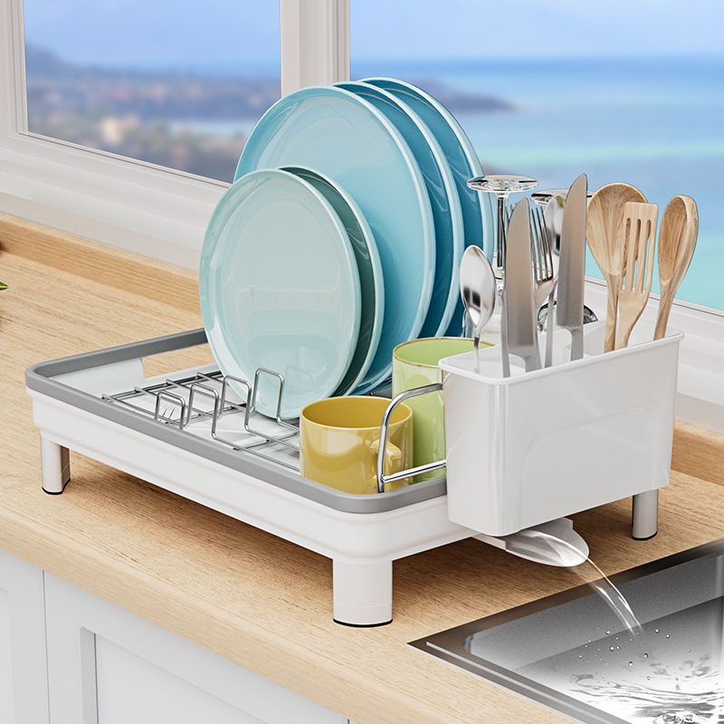 YONUO Kitchen 304 stainless steel dish draining household tableware drain basket tableware storage rack