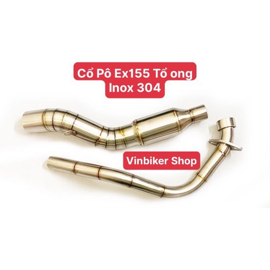 Cổ pô ex155 , exciter 150 inox 304 bầu tổ ong gắn zin!