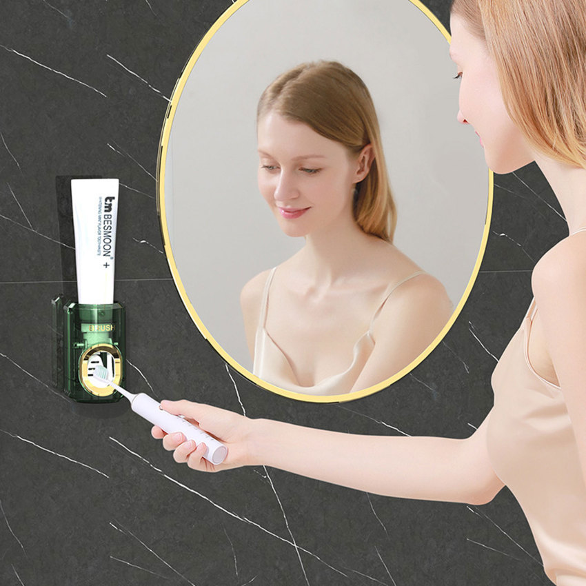 Automatic Toothpaste Dispenser Bathroom Accessories Wall Mount Lazy Toothpaste Squeezer Toothbrush Holder
