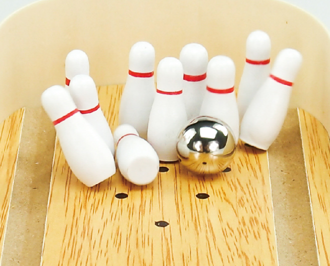 Bộ đồ chơi bo ing kệ bowling gỗ mini cho bé