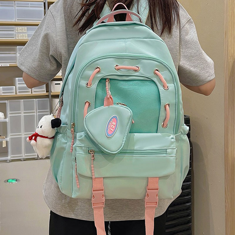 YA ZHOU LONG new school bag Macaron color sweet and fresh ins style middle and high school female college student backpack Leisure travel