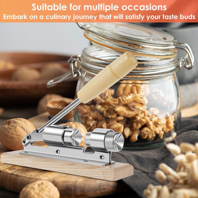 Pissenlit Pecan Nut Cracker Tool for Easy Cracking Heavy Duty Nut Sheller with Wood Base Handle Adjustable Nut Crackers Pecan Nut Cracker Nut Sheller for Hazelnuts Almonds